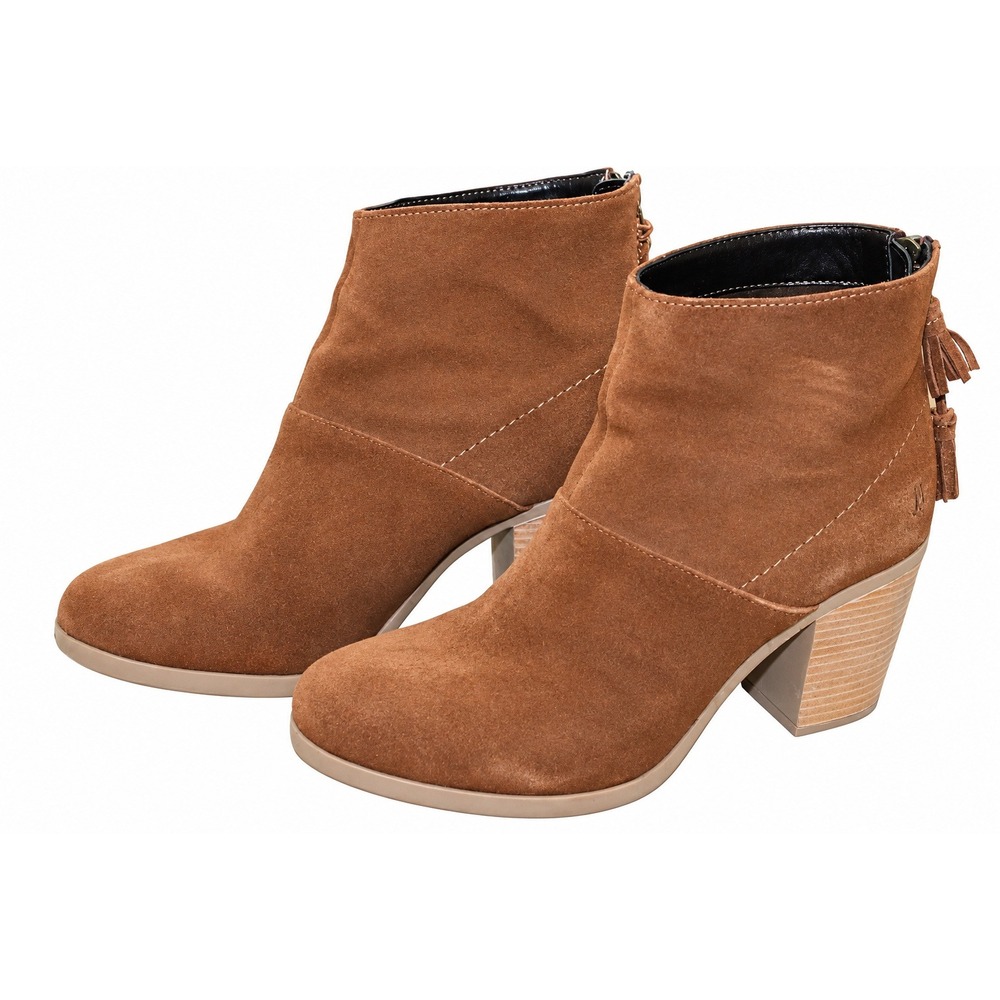 Hush Puppies Ingrid Ankle Bootie Suede Tassel Women 8 Brown